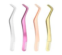 4 Pincettes En Acier Inoxydable, Recourbe-Cils Avec Peigne, Aides À La Greffe De Cils, Utilisées Pour La Coupe Des Sourcils Et Le Peignage Des Cils.