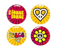4 Pins Hippie Flower Power - Coloré - Taille Unique