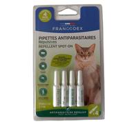 4 Pipettes Insectifuges pour Chats plus de 2 kg formule renforcée - Francodex