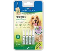 Francodex - 4 Pipettes Insectifuges pour Chiens de 10 kg à 20 kg Formule renforcée