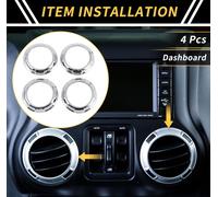 4 Piššces Anneaux De DšŠcoration De Buse D'Air De Tableau De Bord Pour Jeep Wrangler Jk Jku 2011-2017 Anneau De Couverture De Buse De Sortie D'Air ConditionnšŠ Abs Ton Argent