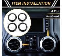 4 Piššces Anneaux De DšŠcoration De Grille De Ventilation De Climatisation Pour Jeep Wrangler Jk Jku 2011-2017 Anneau De Couverture De Sortie D'Air De Climatiseur Abs Noir
