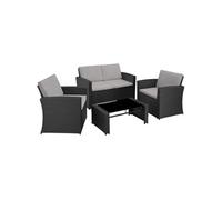 Salon de jardin - TECTAKE - canapé lounge lucques design moderne confortable facile d'entretien rotin 123,5 x 72 x 76 cm - noir gris