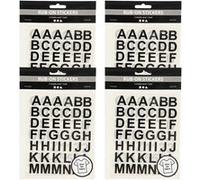 4 planches de transfert textile lettres et chiffres noirs 12 x 15 cm Noir G