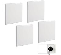 4 Plaques Murales Vierges 8.6 x 8.6 cm, Cache Prise Murale Double, Couverture Murale pour Prises ou Interrupteurs Inutilisés, Facile à Installer, Design Élégant, Blanc