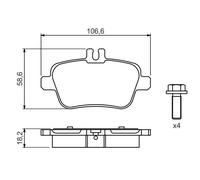 4 Plaquettes De Frein Arrière Bosch Bp1509