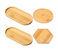 4 plateaux ronds en bois pour café, thé et plantes