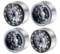 4 pneus en Caoutchouc de 1,55 Pouce avec Jantes en Alliage d'aluminium for Axial 90069 D90 Tamiya CC01 LC70 MST, pièces de Rechange for Voitures RC 1/10(Light Grey)