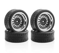 4 pneus et Jantes de 65 mm for Drift RC - Compatible Tamiya TT02/XV01 WRC - Kit de Course sur Route 1/10(2.5mm²)