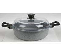 4 poêles à servir en fonte d'aluminium avec couvercle en verre Poêles à frire à grande capacité 28cm