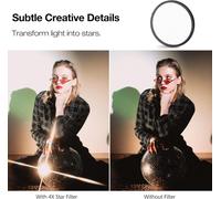 4 Point Variable Star Filter 67MM - Adjustable Glitter Effect Filter - Cross Effect Filter, Optical Glass with Ultra Thin Frame
