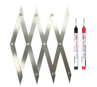 4 Points Chercheur de Centre Kit pour des Mesures Précises, Règle D'outil de Mesure Equidistante en Acier à Ressort, avec 2 Stylo Marqueur, pour le Soudage et le Travail du Bois (Argent)