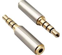 4 Pole 3.5 Mm Male To 2.5 Mm Female Jack Converter Stereo Audio Metal Shell For Headphones,Smartphones,Tablets,Speakers (2 Pack-2.5 To 3.5 Mm F/M)