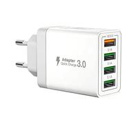 4-Port Bloc Adaptateur Secteur, 33W Chargeur USB Multiple à Charge Rapide, Blanc Adaptateur USB Compatible avec iPhone iPad Huawei Samsung Oppo Et Autres Smartphones Et Tablettes