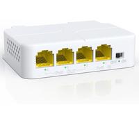 4 Port PoE Extender Gigabit with 3 PoE Out, IEEE 802.3af/at Mini 4 Channel PoE Repeater 1000Mbps, Wall and Din Rail Mount Passthrough POE Amplifier/Booster, Plug and Play