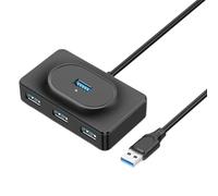 4-Port USB 3.0 Hub, Slim Portable USB Splitter and Extender, High-Speed Thumb Drive Adapter for Cell Phones, Digital Cameras, Computers, and Devices