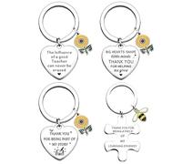 4 Porte-Clés en Acier Inoxydable, Formes De Tournesol Et d'abeille, Souvenirs Cadeaux De La Fête des Enseignants, Pendentifs Créatifs Exquis, Adaptés Aux Cadeaux, Rangement Quotidien des Clés.