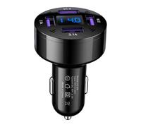 4 Ports Chargeur USB Rapide pour Voiture Bloc Adaptateur Tension 12 24V 6cm Portable pour Auto VR Camping Utilisation Universelle Appareils Smartphone Caméra Manette Jeu Protection Intégrée