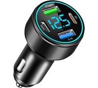 4 Ports USB C Cigarette Lighter, 66W QC3.0 Cigarette Lighter Charger & PD 30W Car Charger with LED Voltmeter for MacBook Pro, iPhone, iPad, Samsung Galaxy Phone Devices (Blue)