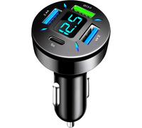 4 Ports Usb Car Cigarette Lighter Charger,62w Qc3.0 Pd Car Charger With Led Voltage Indicator,Usb Cigarette Lighter Quick Charge Compatible With Iphone,Android,Tablets And Smartphones