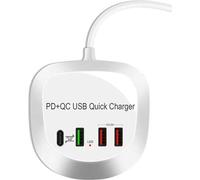 4 Ports Usb Charger Hub Adapter Pd20w Qc3.0 Fast Charging Multiport Power for Mobile Phone Tablet US Plug