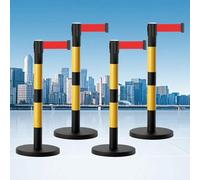 4 Poteau de Guidage Rétractables avec Base Lestée, Poteaux de Sécurité pour Parkings, Hôtels, Expositions, Chantiers, Gestion Des Files D'Attente