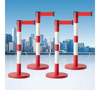 4 Poteau de Guidage Rétractables avec Base Lestée, Poteaux de Sécurité pour Parkings, Hôtels, Expositions, Chantiers, Gestion Des Files D'Attente