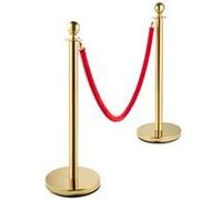 VEVOR Poteaux de guidage Or 4 pièces avec 2 cordes velours rouges 1,5 m, hauteur 96 cm