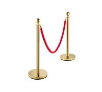 4 Poteaux de Guidage Séparation d'Or avec 2 Cordes en Velours Rouge 1,5 m