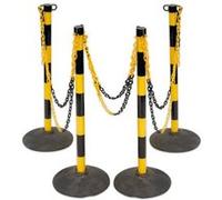 4 poteaux et chaine de signalisation securite haute visibilite - 25 m - Laser Tools G