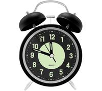 4 Pouces Éveil Analogique Silencieux Avec Cadran Lumineux, Réveil Rond De Chevet Simple Et Moderne, Réveil Portable À Piles Pour Enfants, Adolescents, Personnes Âgées(Noir)