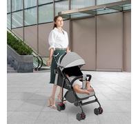 4 Poussette Canne, Légère, Suspension 4 Roues, Pliable, Harnais réglables à 5 points, Repose-pieds, Jusqu'à 22 kg - 47 * 72 * 97CM - Gris