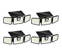 Lumisky Lot de 4 Spots Solaires à 3 Têtes Noires FALCON - Éclairage LED Puissant Blanc, Orientables avec Détecteur de Mouvement, Idéal pour Sécuriser Jardin, Terrasse et Extérieur (H9.3 cm)