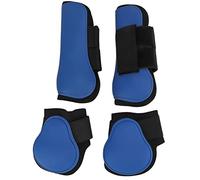 4 protections pour les jambes de cheval, bottes de soutien pour chevaux en PU et néoprène pour l’entraînement à la course et au saut, bottes pour les tendons absorbant les chocs av (Ensemble Bleu