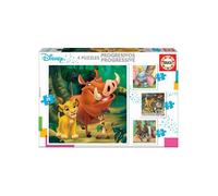 4 Puzzles Enfant : Roi Lion - Bambi - Dumbo - Livre De La Jungle - 12 - 16 - 20 - 25 Pieces - Educa Collection Disney