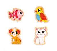 Janod – 4 puzzles en bois J07115 – Animaux de compagnie, 2–5 pièces, dès 18 mois