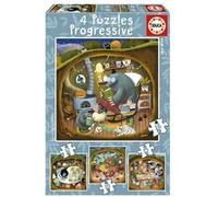 Educa Borrás - Ensemble 4 puzzles progressifs Forest Stories - 12–25 pièces - 16x16 cm - 3 ans