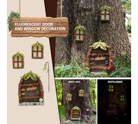 4 Qieces Fairy Miniature Door,Fairy Garden Door,Decorative Resin Elf Door,Tree Decorations,Glow in the Dark for Trees,Garden,Outdoor