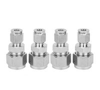 4 raccords à compression en acier inoxydable, adaptateur de tube à double ferrule droite, connecteur de tuyau étanche aux fuites en acier inoxydable 304 avec conception de plaque (F6-F12)