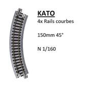 4 rails courbes, R 150-45°, Unitrack - KATO 20-174 - N 1/160