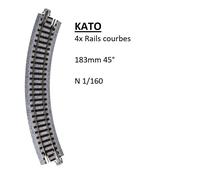 Kato Voie Unitrack 20-172 – Courbe R183 mm 45° (4 pcs) Échelle N avec ballast