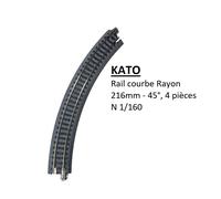 4 rails courbes R 216-45°, R8 - KATO 20-170 - N 1/160