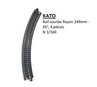 4 rails courbes R 249-45°, R9 - KATO 20-100 - N 1/160