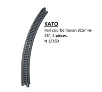 4 rails courbes R 315-45°, R12 - KATO 20-120 - N 1/160