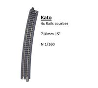 Kato 20-150 - Échelle N - Ensemble De 4 Rails Courbes R718 15° Avec Ballast