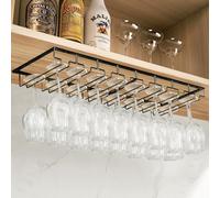 4 Rangs Support pour Verre à Vin en Métal, 2 pièces Support Verre Suspendu, Support Sous Armoire Avec Vis, pour Home Bar, Cuisine, Restaurant, Café