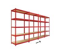 4 Rayonnages Z-Rax Rouges 90cm x 183cm x 45cm