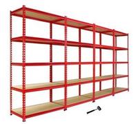 4 Rayonnages Z-Rax Rouges 90cm x 183cm x 45cm
