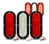 4 Red + 2 White 6 Pouces Oval LED Trailer Tail Light Kit [Surface-Mount] [DOT FMVSS 108 & SAE] [IP67 Waterproof] Stop Brake Turn Reverse Back Up Trailer Lights for RV Truck