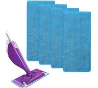 4 Remplacement Lingettes Reutilisable pour Swiffer WetJet Spray Balais Lavables en Microfibre pour le Nettoyage des Sols(Bleu